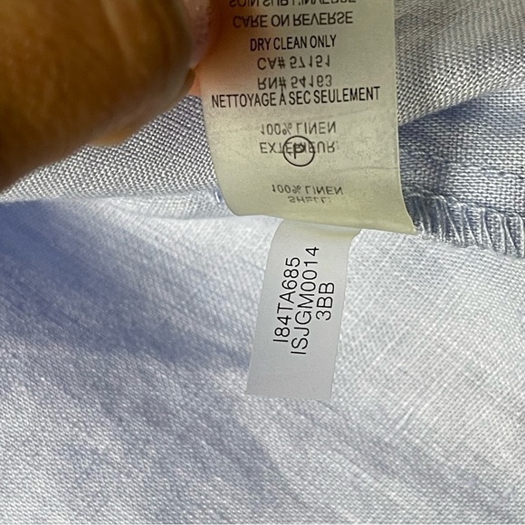 Ivanka Trump Top 100% Linen V-neck Size L Rose Gold Studded Hem Sleeveless Blue - Picture 8 of 12